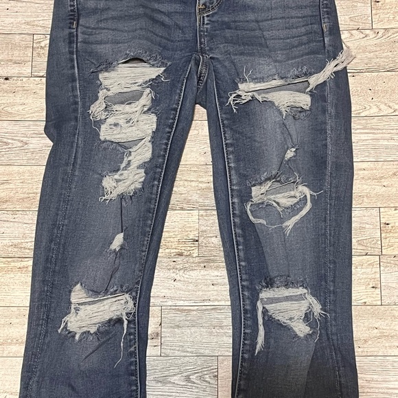 American Eagle Next Level Stretch Jegging Distressed Women 00 Regular Denim - Picture 2 of 11